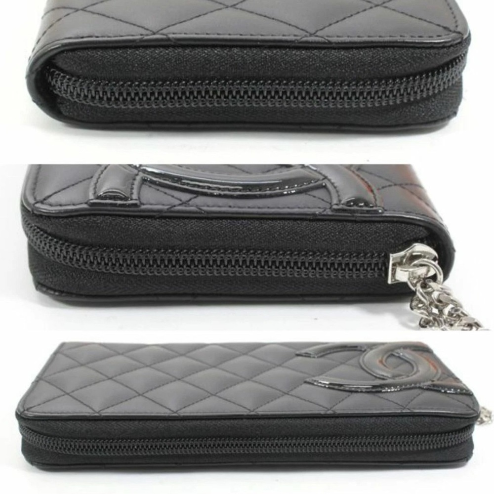 Auth New Chanel Cambon Y2K Zip Wallet +Box +Card Quilted Black Lambskin - Picture 11 of 14